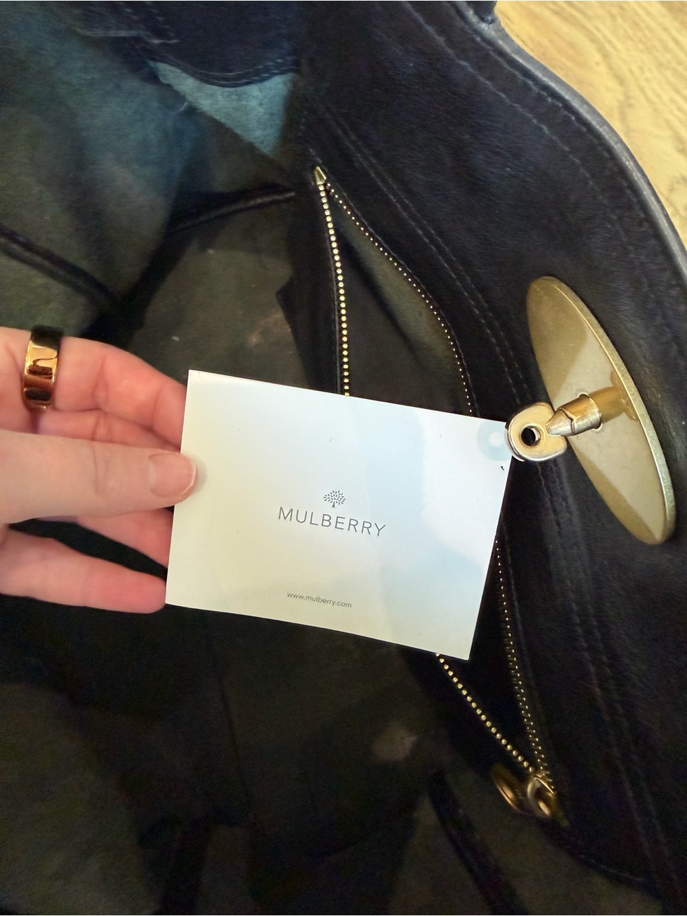 Mulberry Bayswater Black Leather Tote Bag Brass Hardware + Dust Bag — image 2 of 8